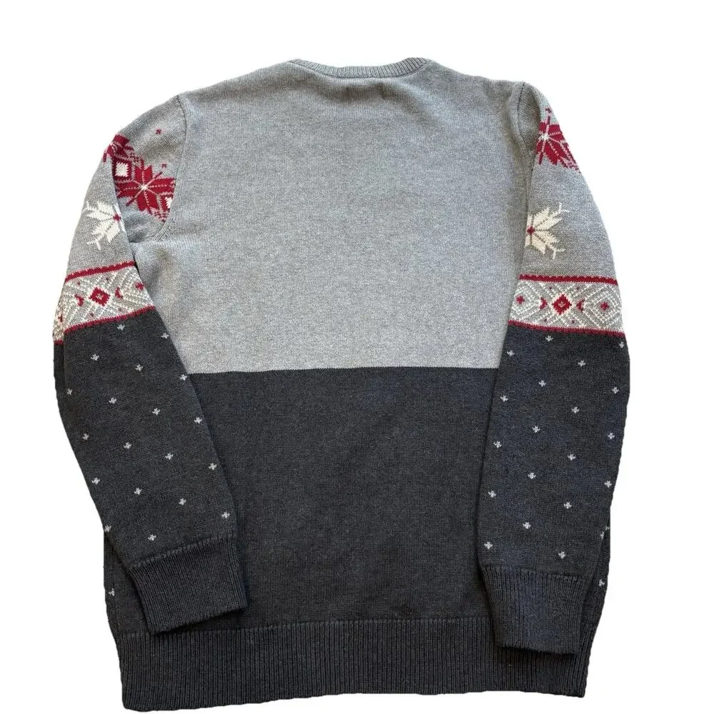 Chaps The Family Holiday Sweater Gray Reindeer Snowflake Women's Small Cotton